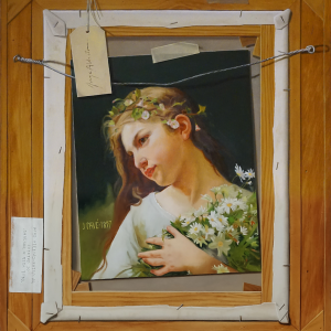Girl-with-a-bouquet-of-dasies-19-x-16-inches-oil-on-panel