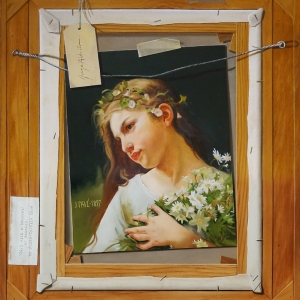 Girl-with-a-bouquet-of-dasies-19-x-16-inches-oil-on-panel-75dpi